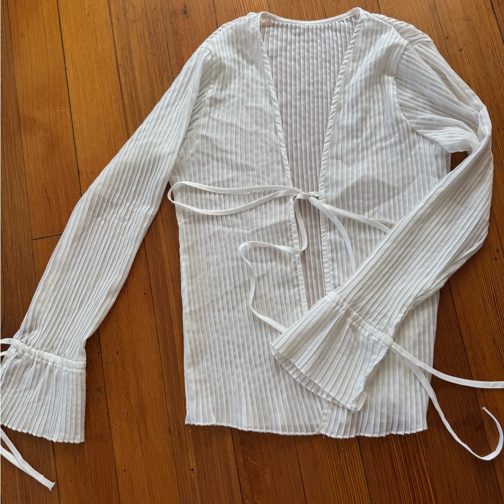 Chic White Tie-Front Women's Blouse